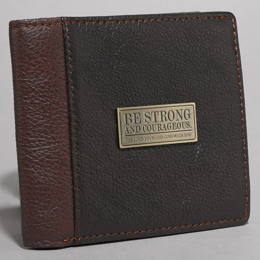 Be Strong And Courageous Brown (Genuine Leather Wallet) - Image 2